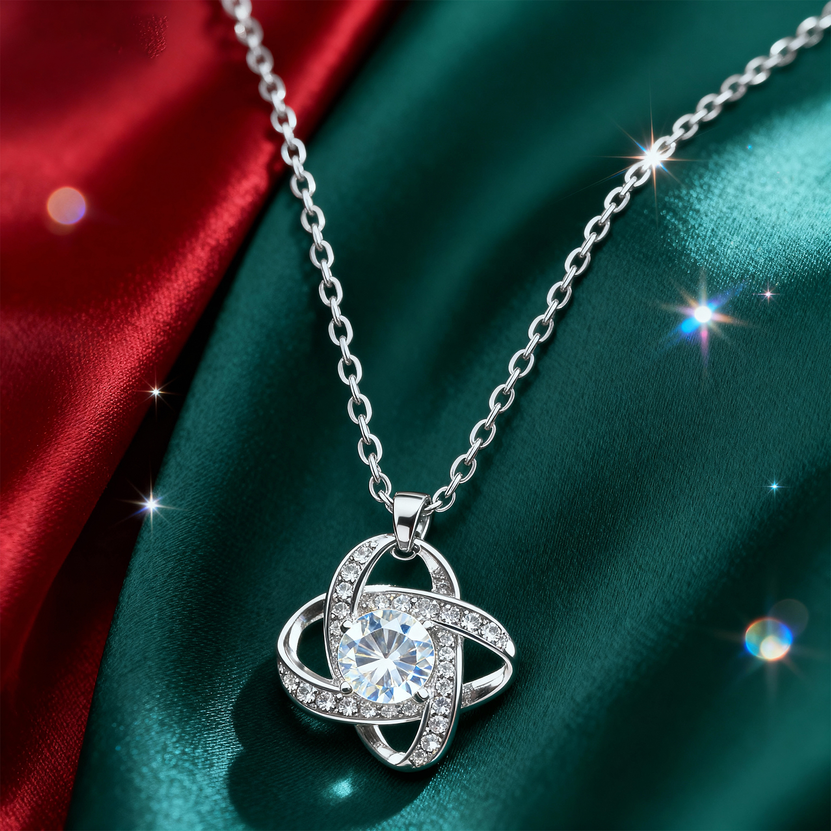 1.0CT Moissanite Fourleaf Clover 925 Sterling Silver Necklaces for Women