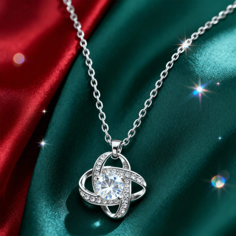 1.0CT Moissanite Fourleaf Clover 925 Sterling Silver Necklaces for Women